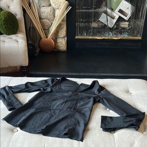 Missoni Collection Black Silk Long Sleeve Cuffed Blouse Size 40